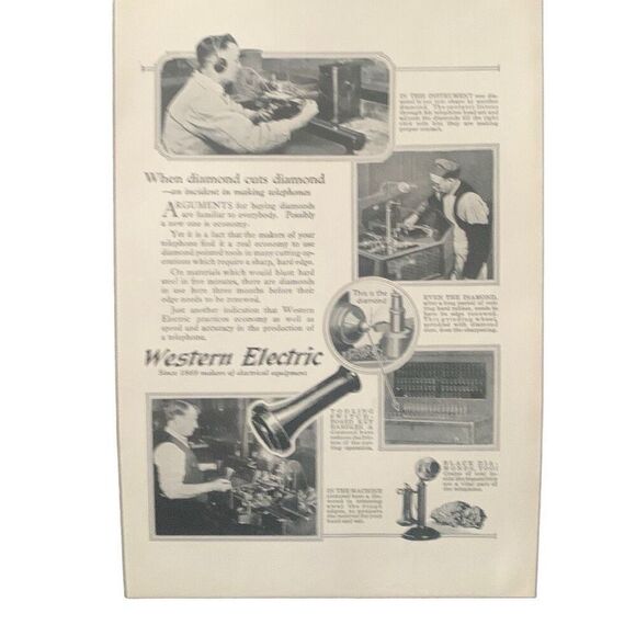 Vintage 1923 Western Electric Diamond Cuts Diamond Ad Advertisement - Picture 2 of 4